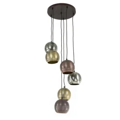 Hanglamp 6x bol getrapt metal print - Loft24.nl