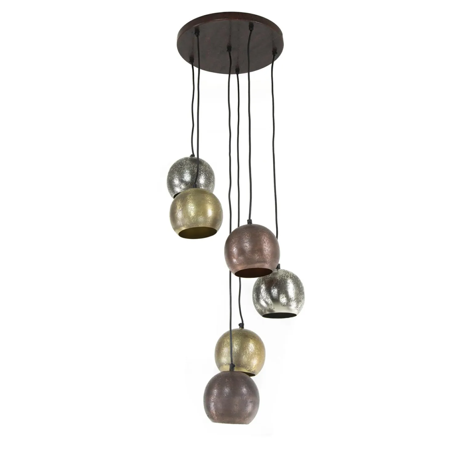 Hanglamp 6x bol getrapt metal print - Loft24.nl