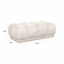 Hocker Noah Chenille - Creme - Loft24.nl