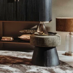 Hocker Ossana Mangohout en stof - 50 cm - Loft24.nl