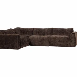 Hoekbank Baggy 3D chenille - Donkerbruin (links) - Loft24.nl