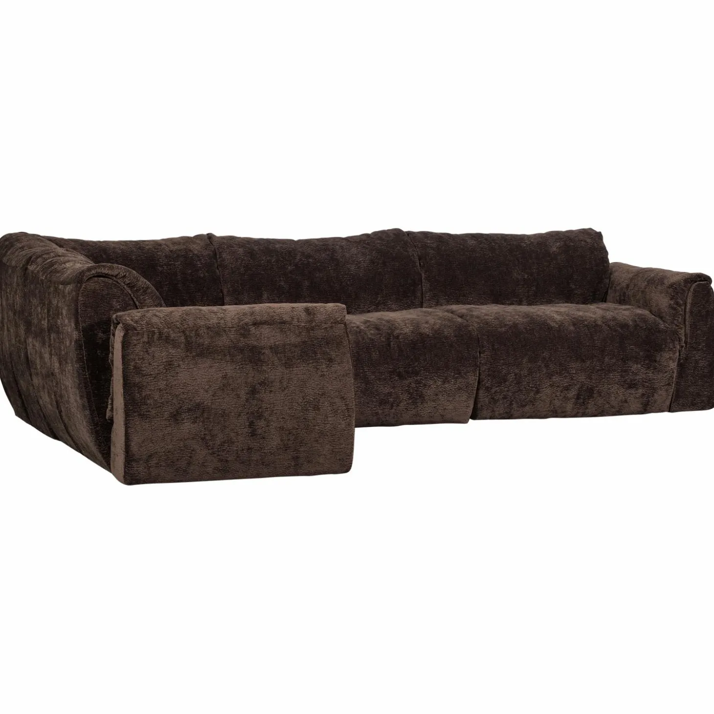 Hoekbank Baggy 3D chenille - Donkerbruin (links) - Loft24.nl