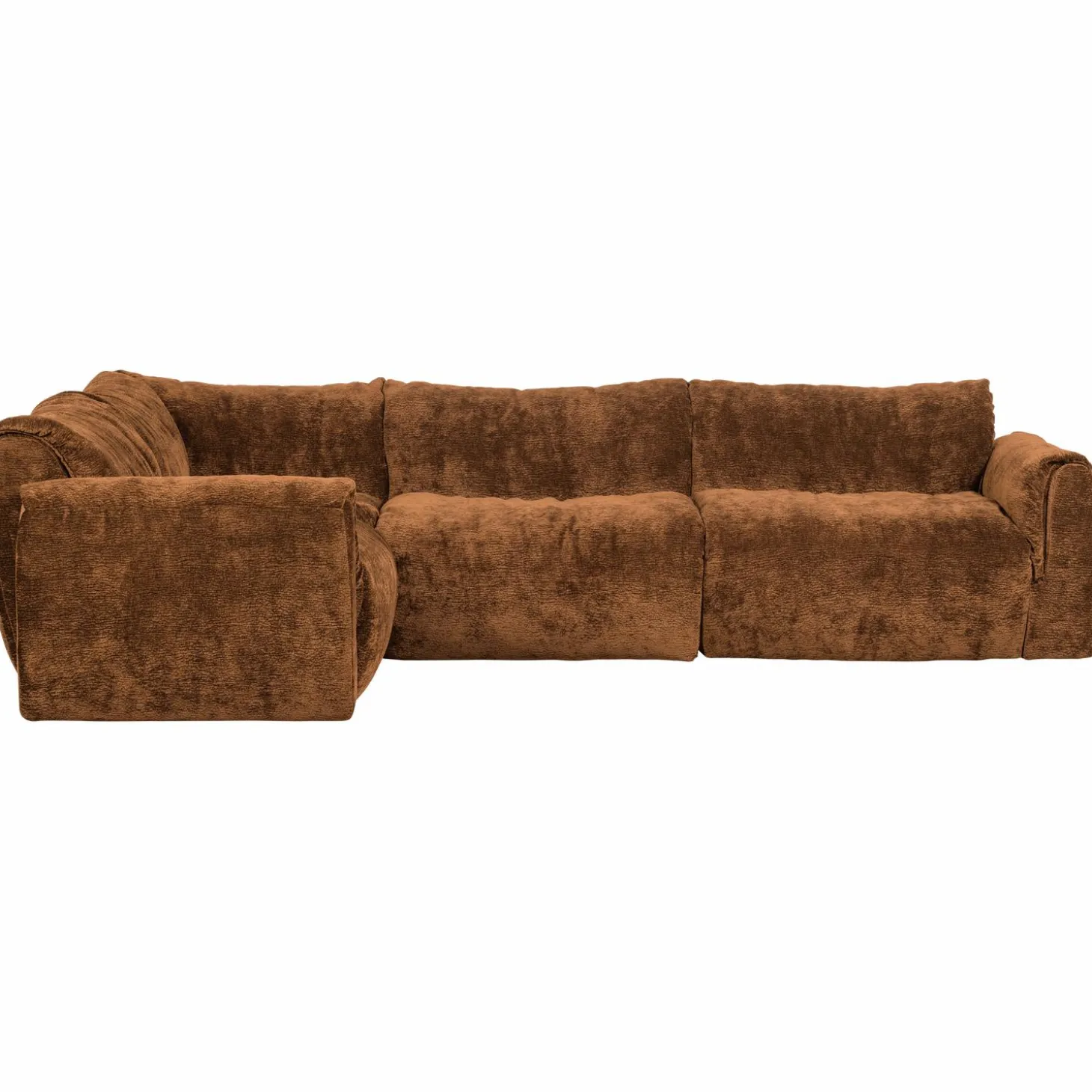 Hoekbank Baggy 3D chenille - Middenbruin (links) - Loft24.nl