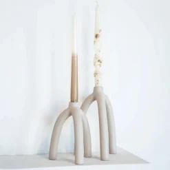 Kaarsenhouder Twig Off white - 16 cm - Loft24.nl