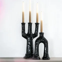 Kaarshouder Blix zwart - 28 cm hoog - Loft24.nl