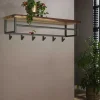 Kapstok Daytona Notenhout met 6 haken en plank - Loft24.nl