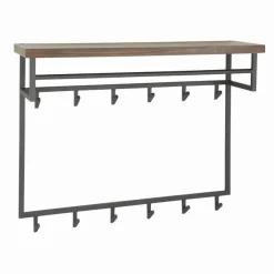 Kapstok Daytona Notenhout met 12 haken en plank - Loft24.nl