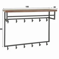 Kapstok Daytona Notenhout met 12 haken en plank - Loft24.nl