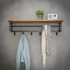 Kapstok Edge Massief Acaciahout met 6 haken en Roede - Loft24.nl