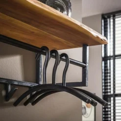 Kapstok Edge Massief Acaciahout met 6 haken en Roede - Loft24.nl