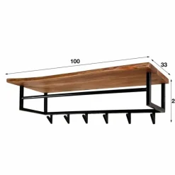 Kapstok Edge Massief Acaciahout met 6 haken en Roede - Loft24.nl
