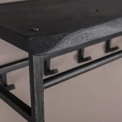 Kapstok Yucon Acaciahout met 6 haken en plank - Zwart - Loft24.nl
