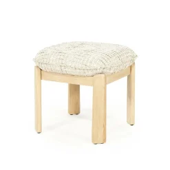 Kruk Lottie Geweven stof en eikenhout - Beige - Loft24.nl