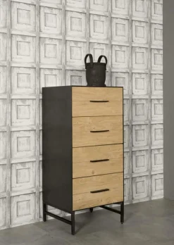 Ladekast Lido Eikenhout en metaal - 4 laden - Loft24.nl