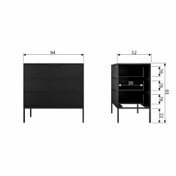 Ladekast/Commode Adam 94x93 cm - Zwart - Loft24.nl