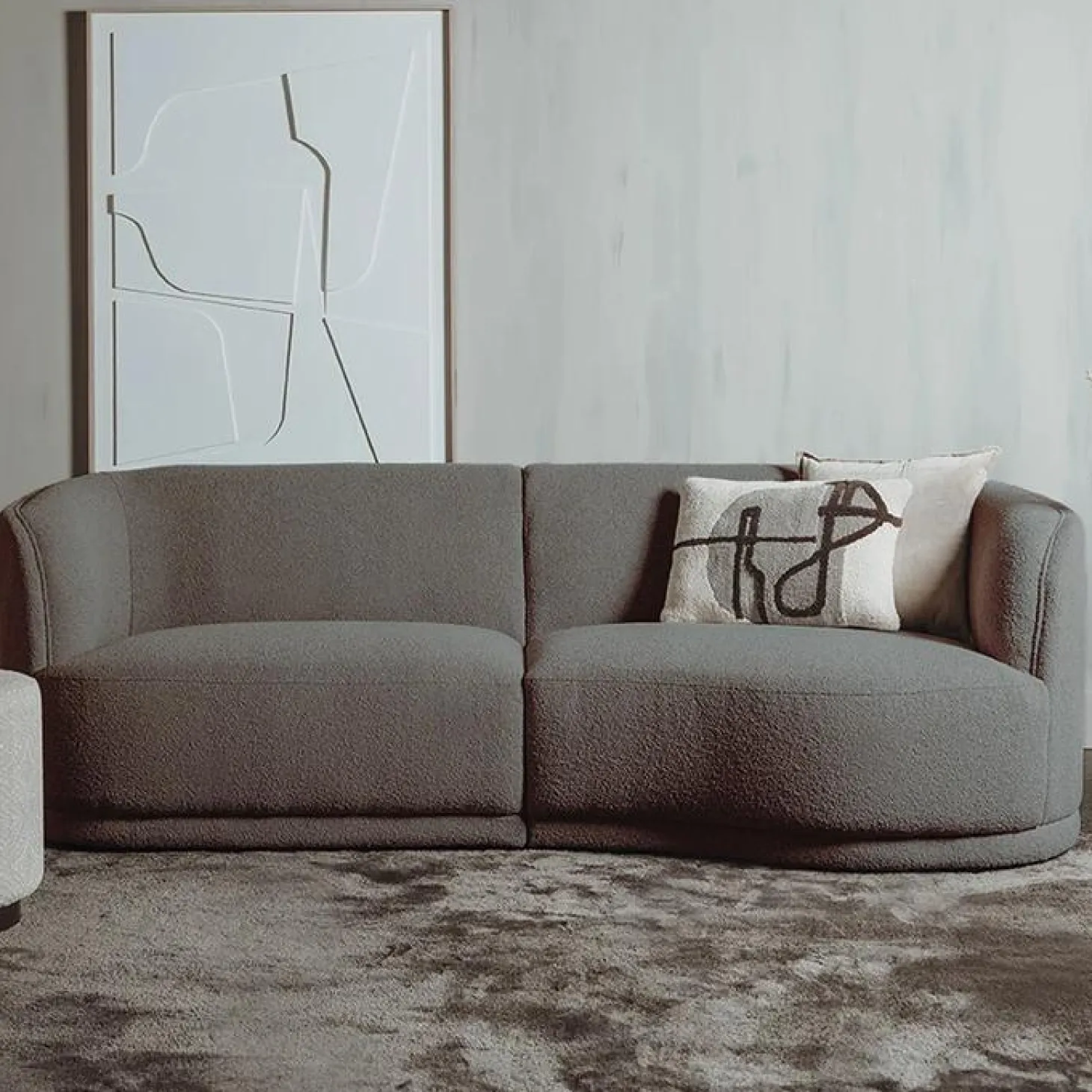 Loungebank Leicester Bouclé - Taupe - Loft24.nl