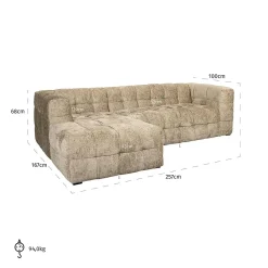 Loungebank Merrol Links Chenille - Desert - Loft24.nl