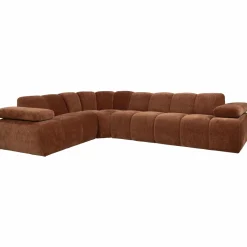 Mojo hoekbank links geweven ribstof roestbruin - Loft24.nl