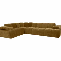 Mojo hoekbank links geweven ribstof honinggeel - Loft24.nl