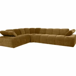 Mojo hoekbank links geweven ribstof honinggeel - Loft24.nl