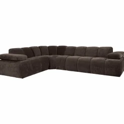 Mojo hoekbank links geweven ribstof bruin - Loft24.nl