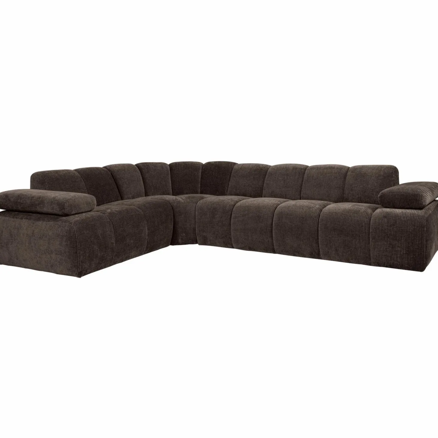 Mojo hoekbank links geweven ribstof bruin - Loft24.nl