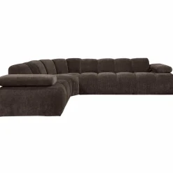 Mojo hoekbank links geweven ribstof bruin - Loft24.nl