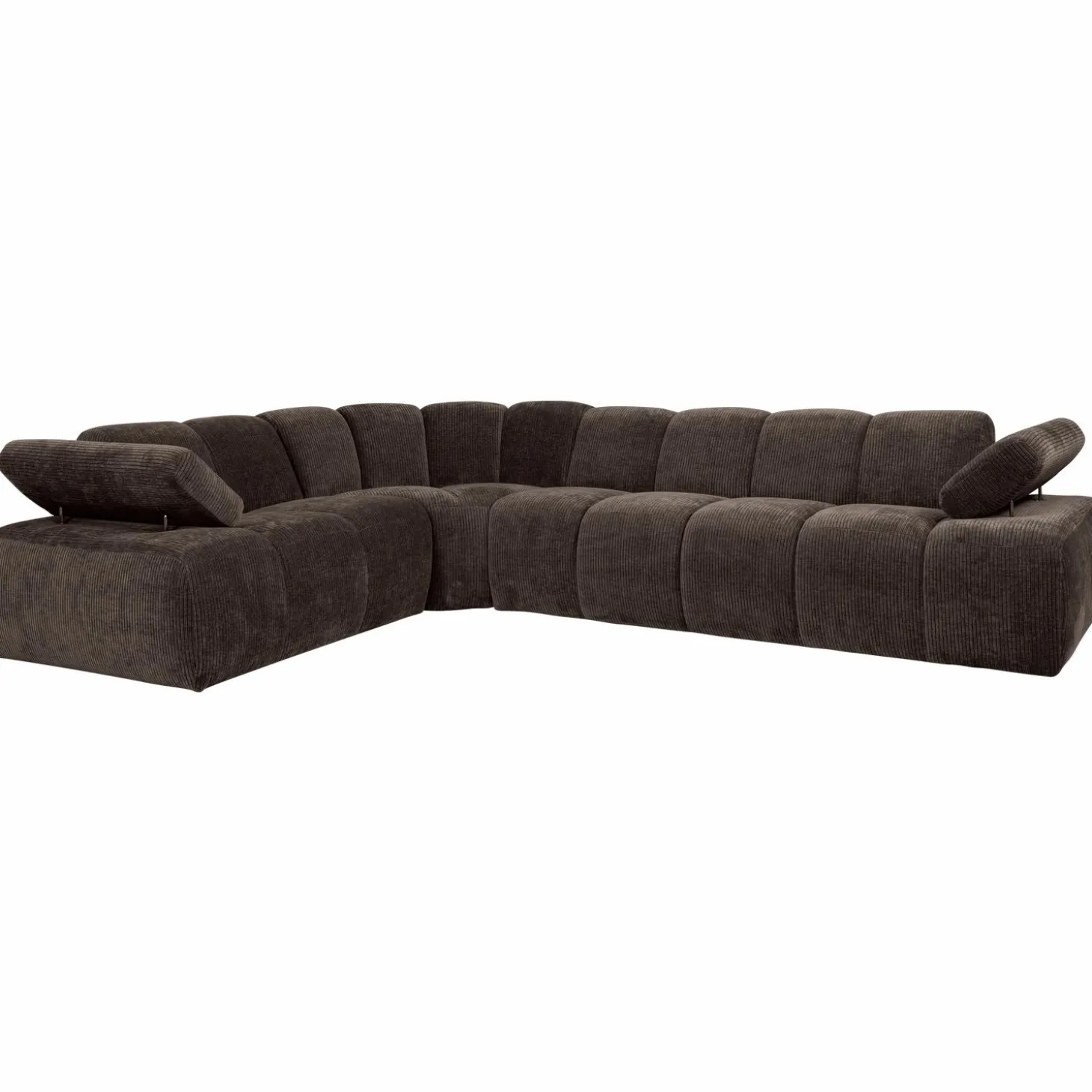 Mojo hoekbank links geweven ribstof bruin - Loft24.nl