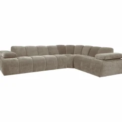 Mojo hoekbank rechts geweven ribstof donkerzand - Loft24.nl