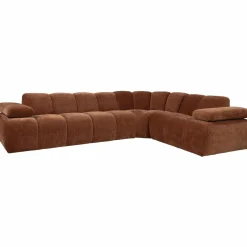 Mojo hoekbank rechts geweven ribstof roestbruin - Loft24.nl