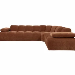 Mojo hoekbank rechts geweven ribstof roestbruin - Loft24.nl