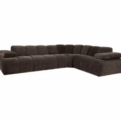 Mojo hoekbank rechts geweven ribstof bruin - Loft24.nl