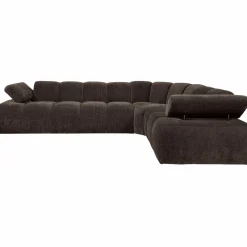Mojo hoekbank rechts geweven ribstof bruin - Loft24.nl