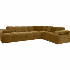 Mojo hoekbank rechts geweven ribstof honinggeel - Loft24.nl