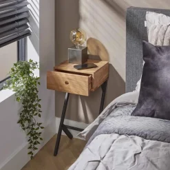 Nachtkastje Balance Acaciahout met 1 lade - Loft24.nl