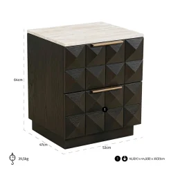 Nachtkastje Claremont 2-laden (Bruin) - Loft24.nl