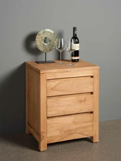 Nachtkastje Corona Teak met 3 laden - Loft24.nl