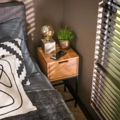 Nachtkastje Flat Acaciahout met 1 lade - Loft24.nl
