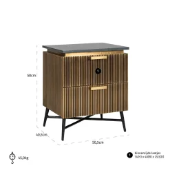 Nachtkastje Ironville 2-laden (Goud) - Loft24.nl