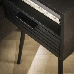 Nachtkastje Marina Mangohout met 1 lade - Zwart - Loft24.nl