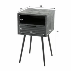 Nachtkastje Marina Mangohout met 1 lade - Zwart - Loft24.nl