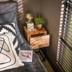 Nachtkastje Mill Acaciahout met 1 lade - Loft24.nl