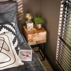 Nachtkastje Mill Acaciahout met 1 lade - Loft24.nl