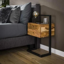 Nachtkastje Rigid Acaciahout met 2 lade - Loft24.nl