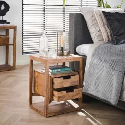 Nachtkastje Sahara Mangohout met 2 laden - Loft24.nl