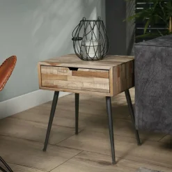 Nachtkastje Teca Teakhout met 1 lade - Loft24.nl