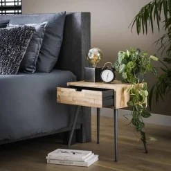 Nachtkastje Teca Teakhout met 1 lade - Loft24.nl