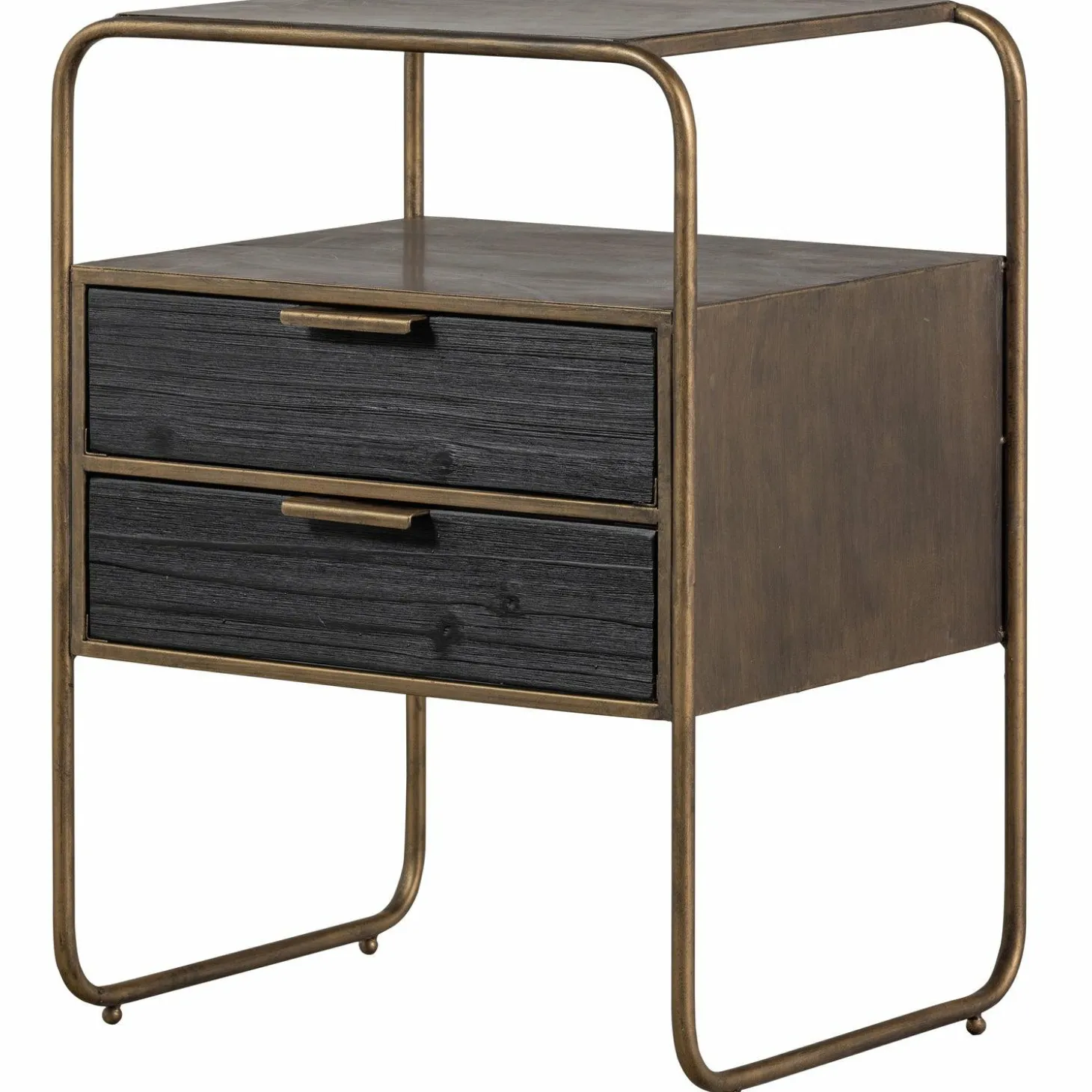 Nachtkastje/Ladekast Polite Met 2 lades, kleur Antique Brass - Loft24.nl