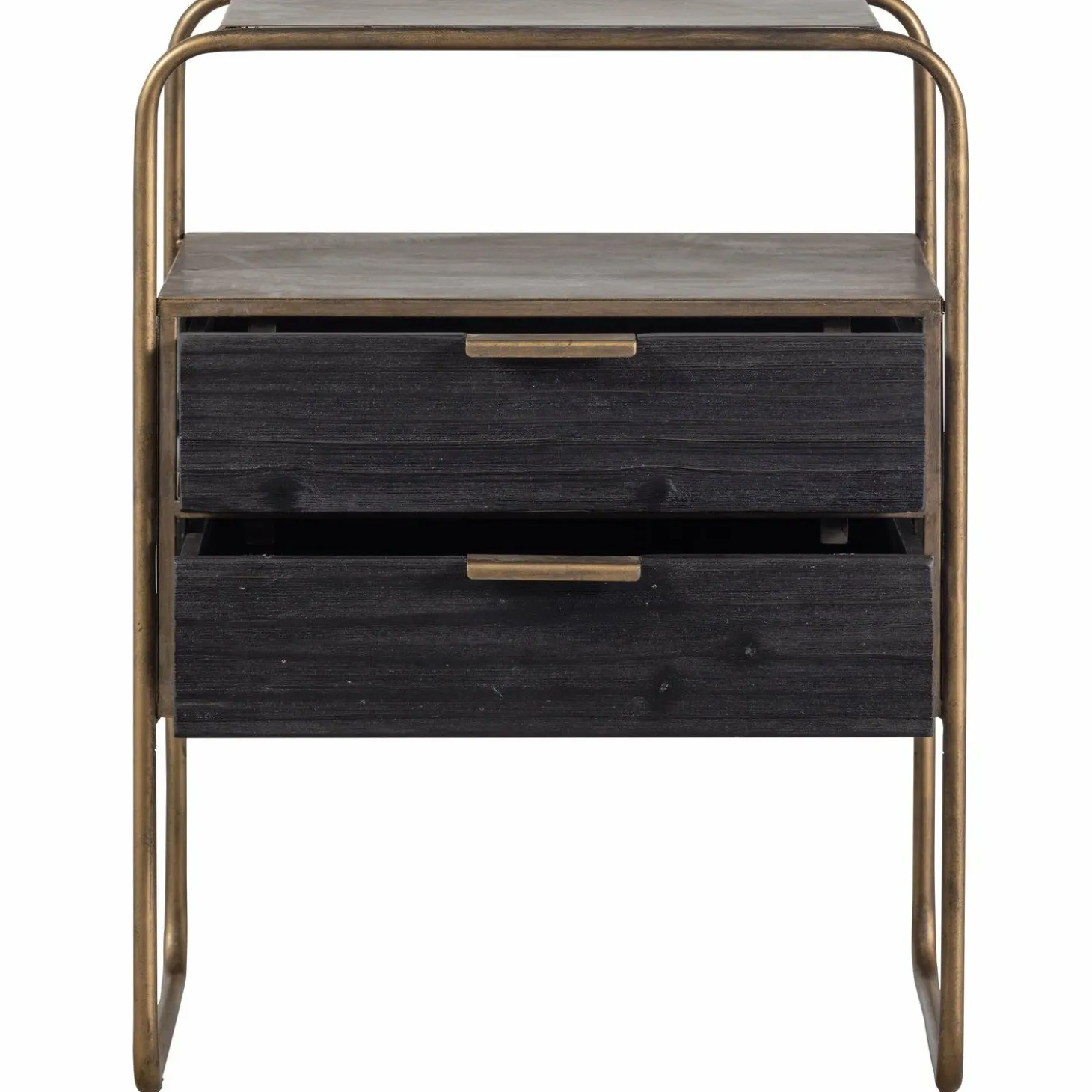 Nachtkastje/Ladekast Polite Met 2 lades, kleur Antique Brass - Loft24.nl