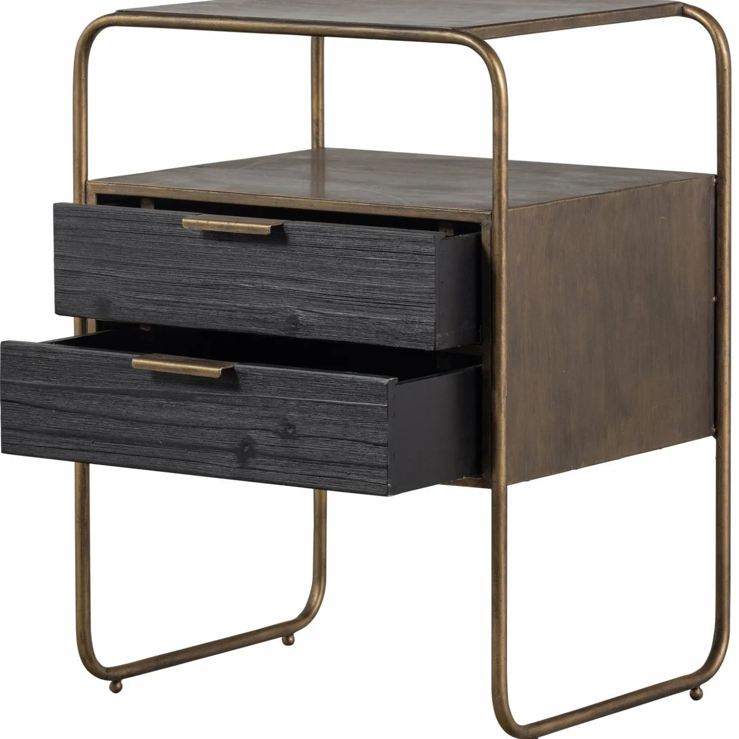 Nachtkastje/Ladekast Polite Met 2 lades, kleur Antique Brass - Loft24.nl